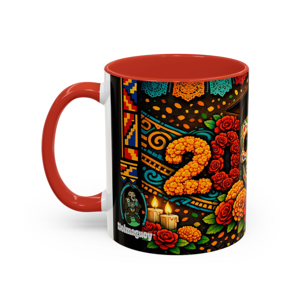 Day of the Dead Graduation Skull Accent Coffee Mug — Class of '26 Cappuccino Cup