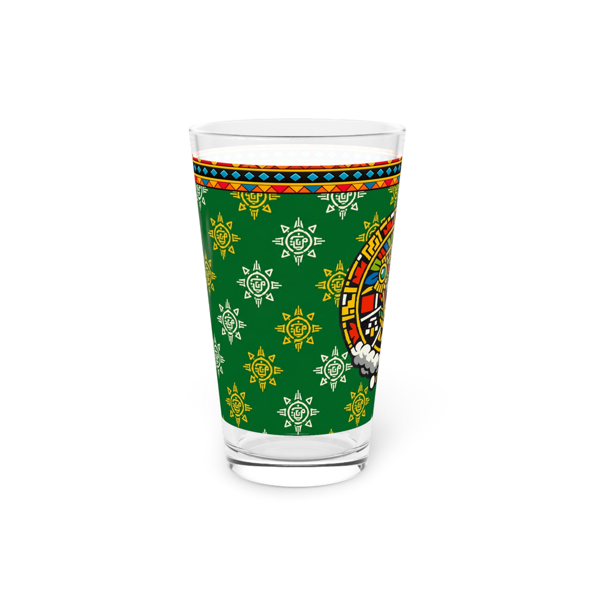 Aztec Sun Pint Glass – 16oz Tribal Calendar Beer Glass