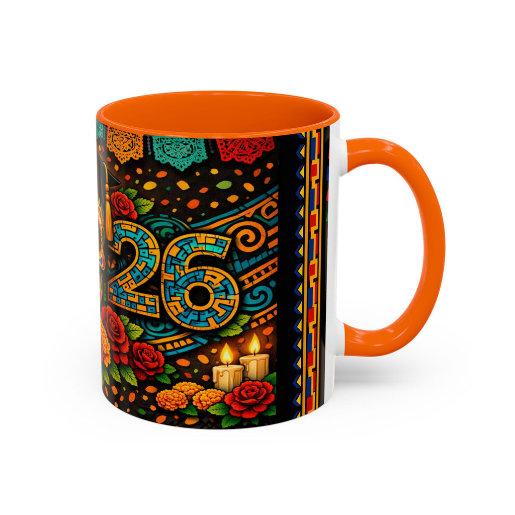 Day of the Dead Graduation Skull Accent Coffee Mug — Class of '26 Cappuccino Cup