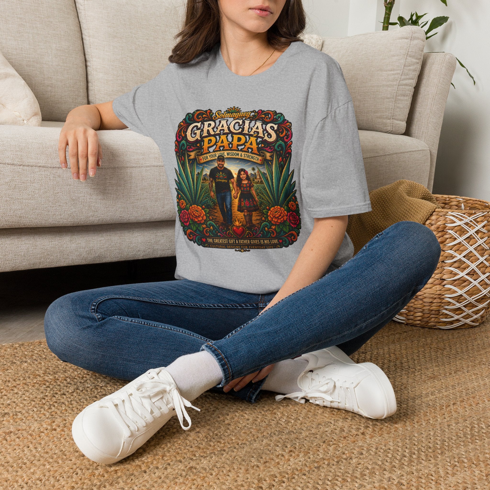 Gracias Papá Shirt, Mexican Dad Gift, Father Daughter Shirt, Latino Father Gift, Hispanic Family Tee, Father's Day Gift for Papa, Mexican Folk Art Shirt