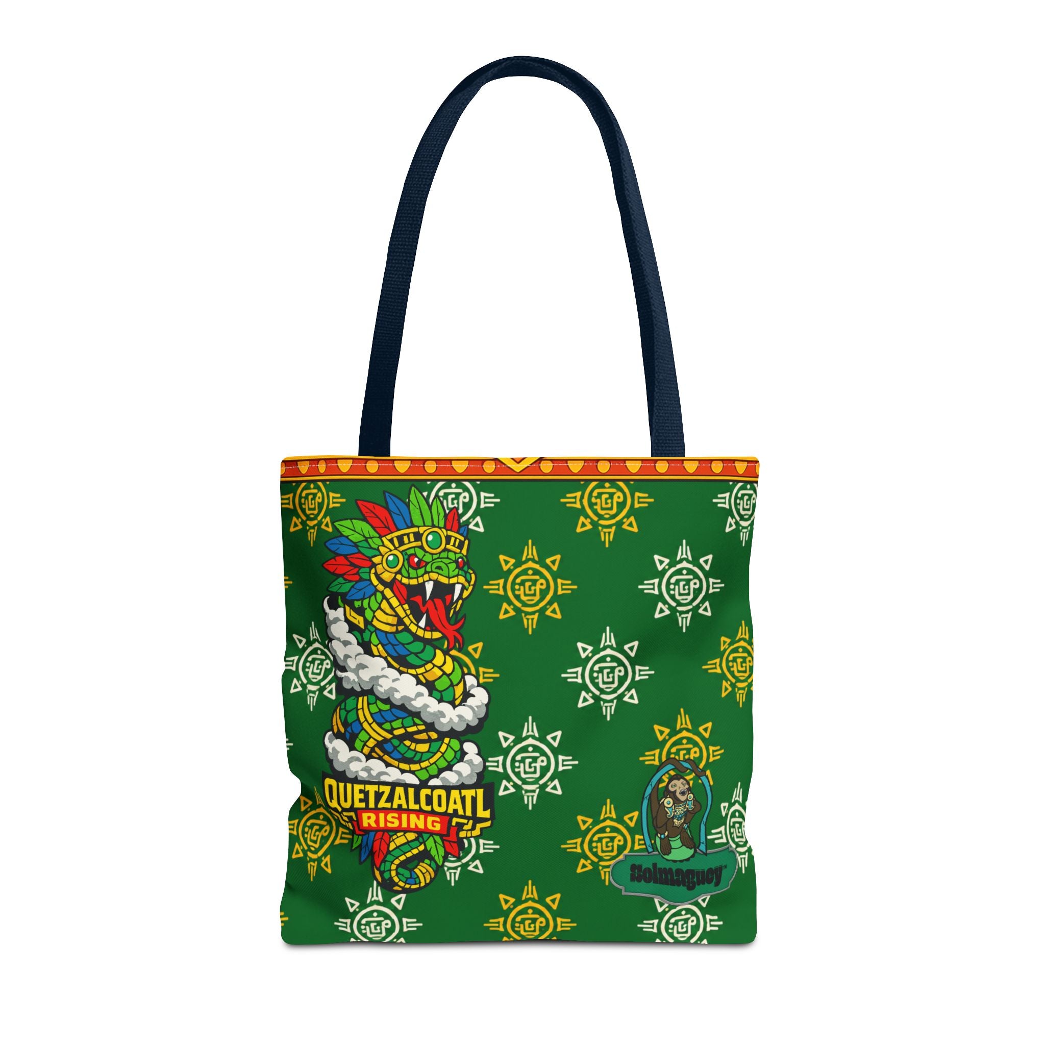 Quetzalcoatl Rising Tote Bag — Aztec Feathered Serpent All-Over Print