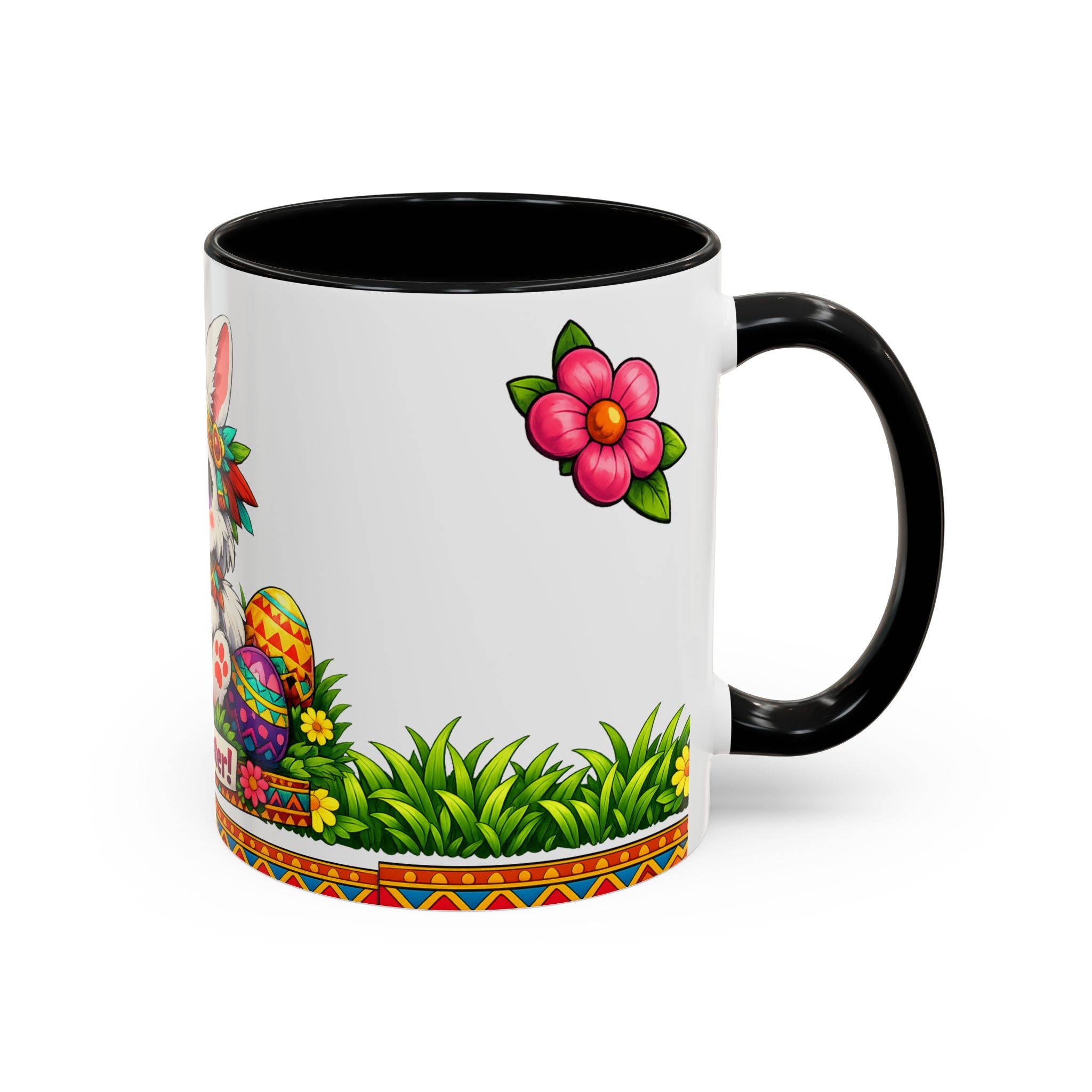 Cute Easter Bunny with Colorful Eggs Mug Accent Coffee Mug