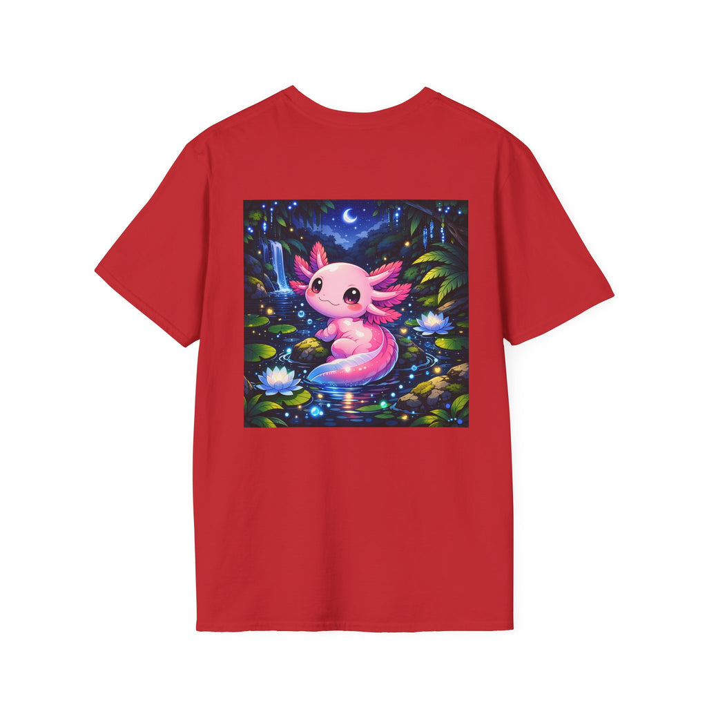 Axolotl Night Pond T-Shirt — Cute Pink Axolotl Art Tee