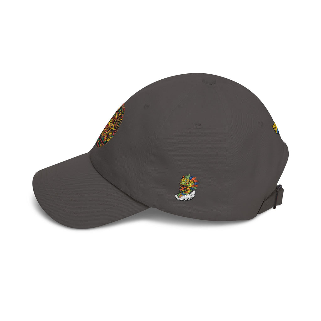 Dad Cap — Colorful Aztec Calendar & Quetzalcoatl Embroidered Hat