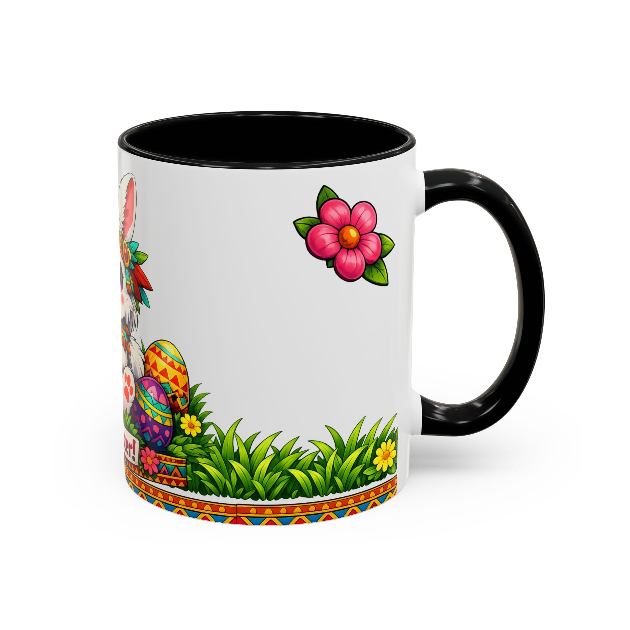 Cute Easter Bunny with Decorated Eggs Mug-Accent Coffee Mug EU