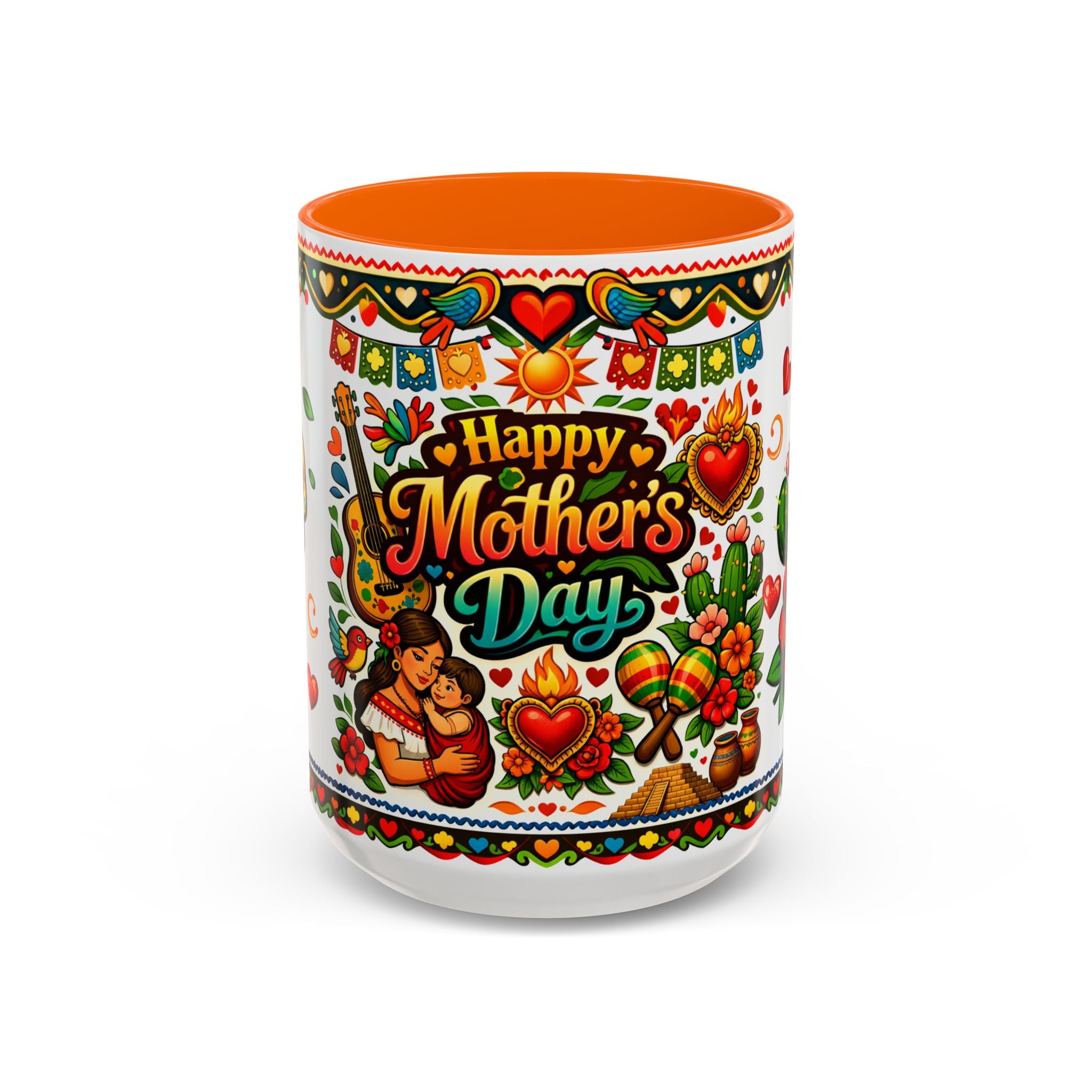 Happy Mother's Day Accent Coffee Mug – Colorful Mexican Folk Art Design