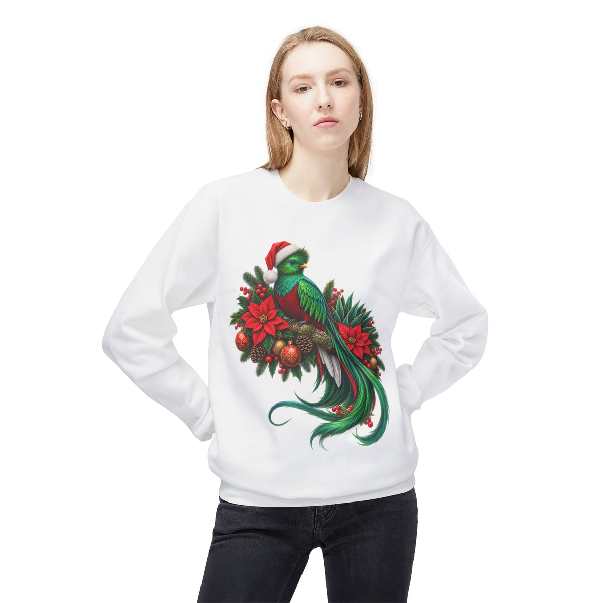 Quetzal Navideño™ Christmas Crewneck Sweatshirt | Festive Quetzal Bird Sweater | Solmaguey™