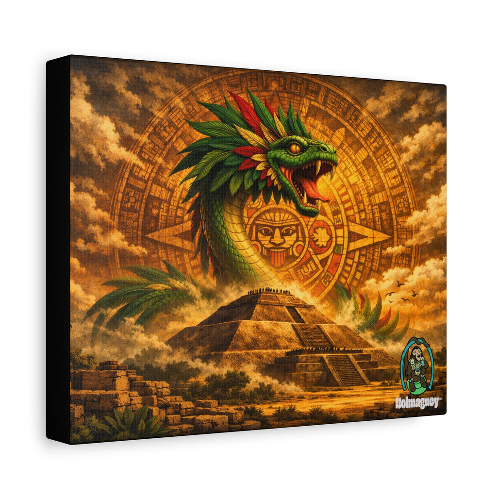 Quetzalcoatl Pyramid Canvas Wall Art – Mythic Aztec Serpent Print