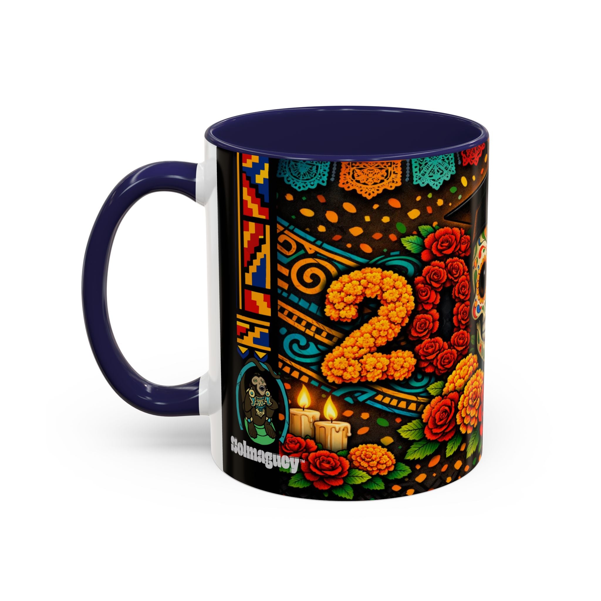 Day of the Dead Graduation Skull Accent Coffee Mug — Class of '26 Cappuccino Cup
