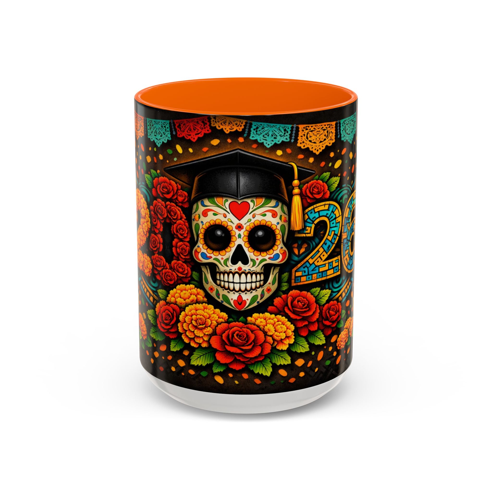 Day of the Dead Graduation Skull Accent Coffee Mug — Class of '26 Cappuccino Cup