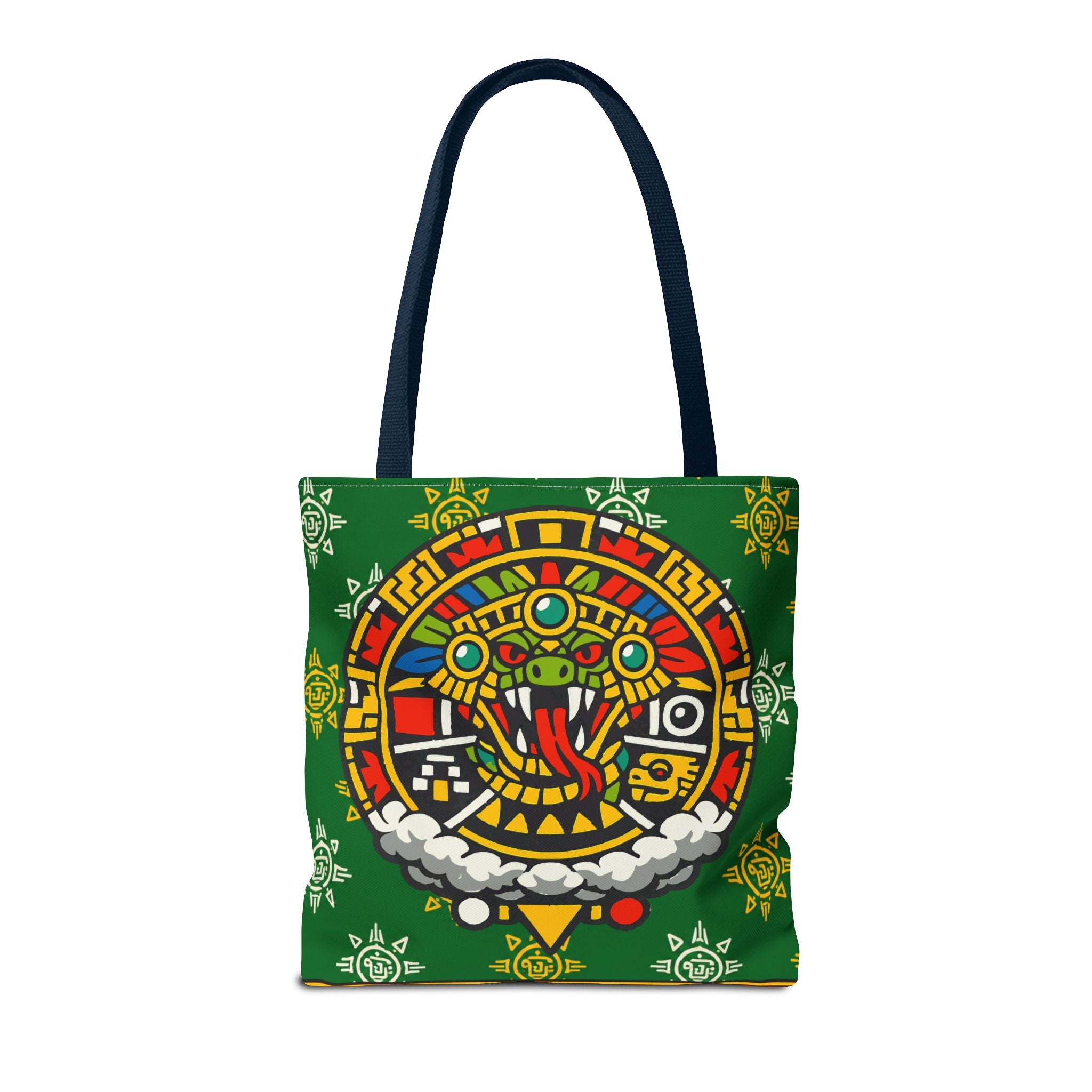 Quetzalcoatl Rising Tote Bag — Aztec Feathered Serpent All-Over Print