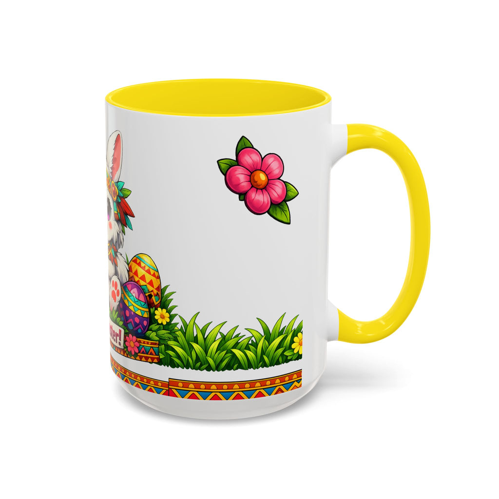 Cute Easter Bunny with Colorful Eggs Mug Accent Coffee Mug