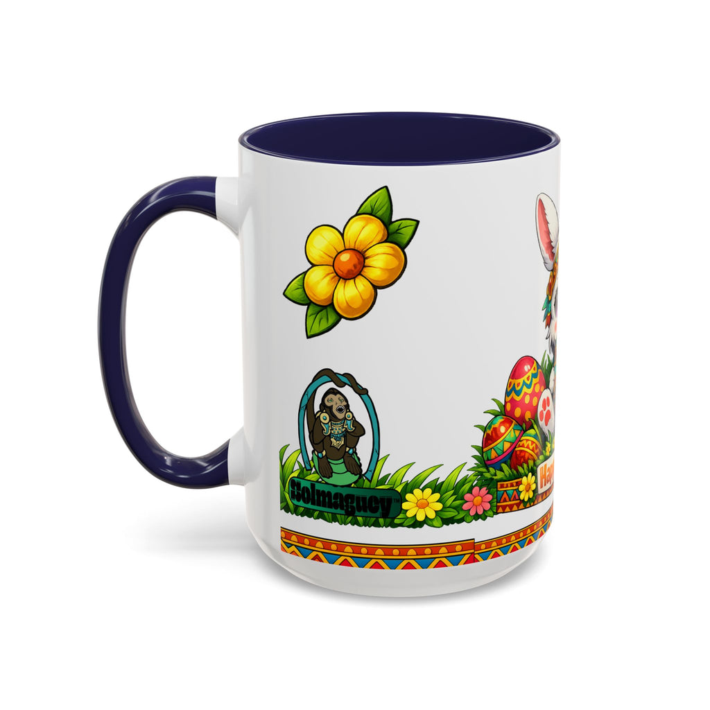 Cute Easter Bunny with Colorful Eggs Mug Accent Coffee Mug