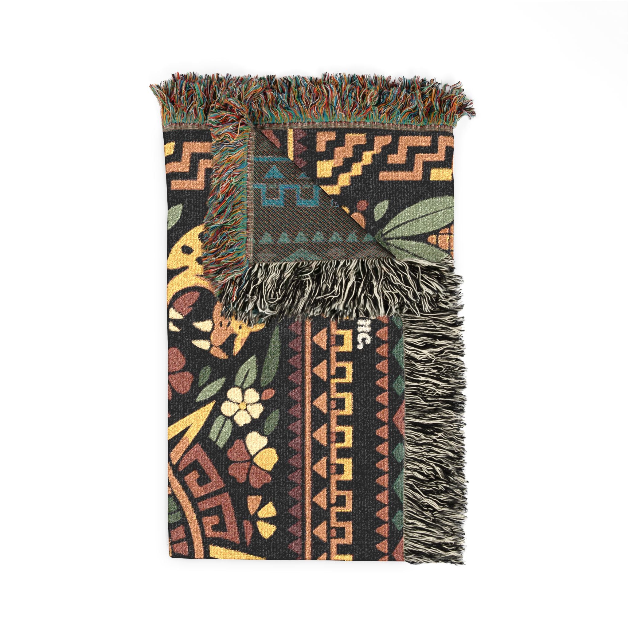 Aztec Sun Mosaic Woven Blanket — Southwestern Tapestry Throw