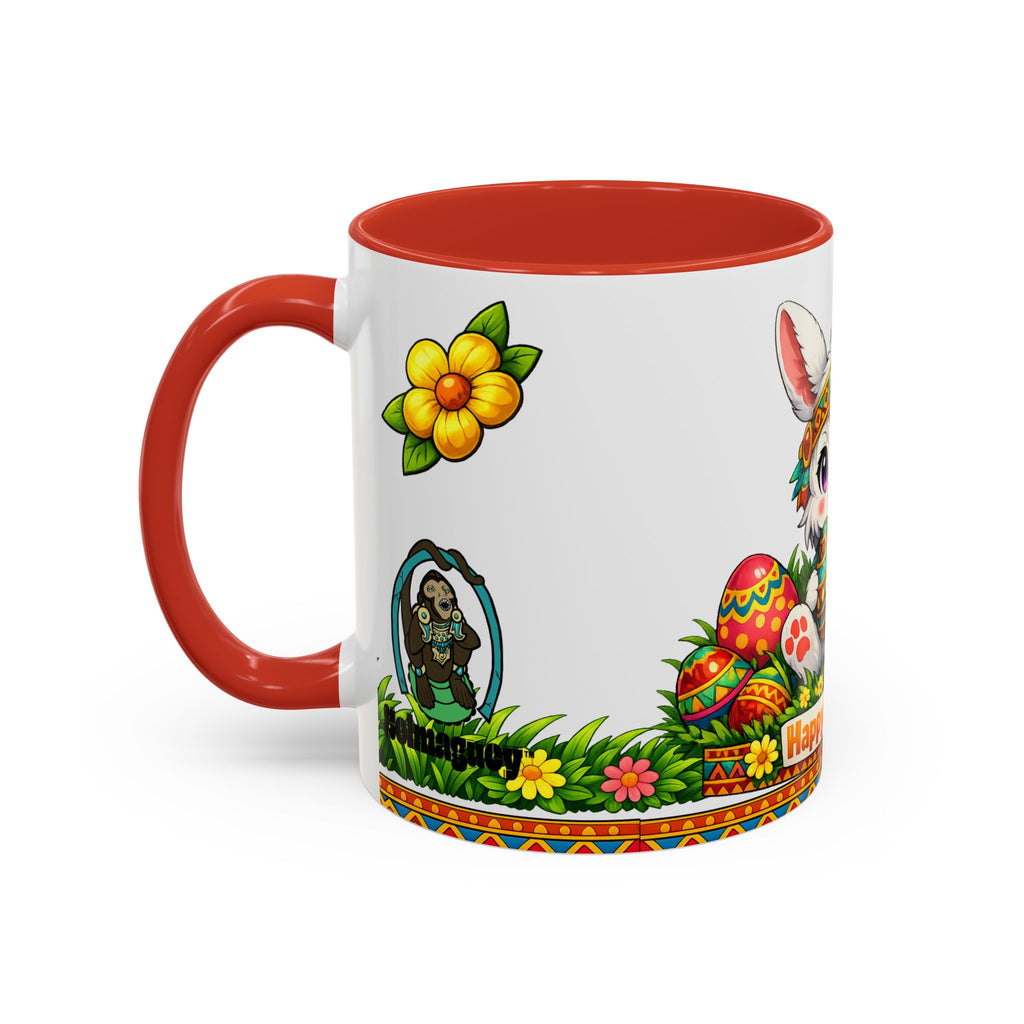 Cute Easter Bunny with Colorful Eggs Mug Accent Coffee Mug EU