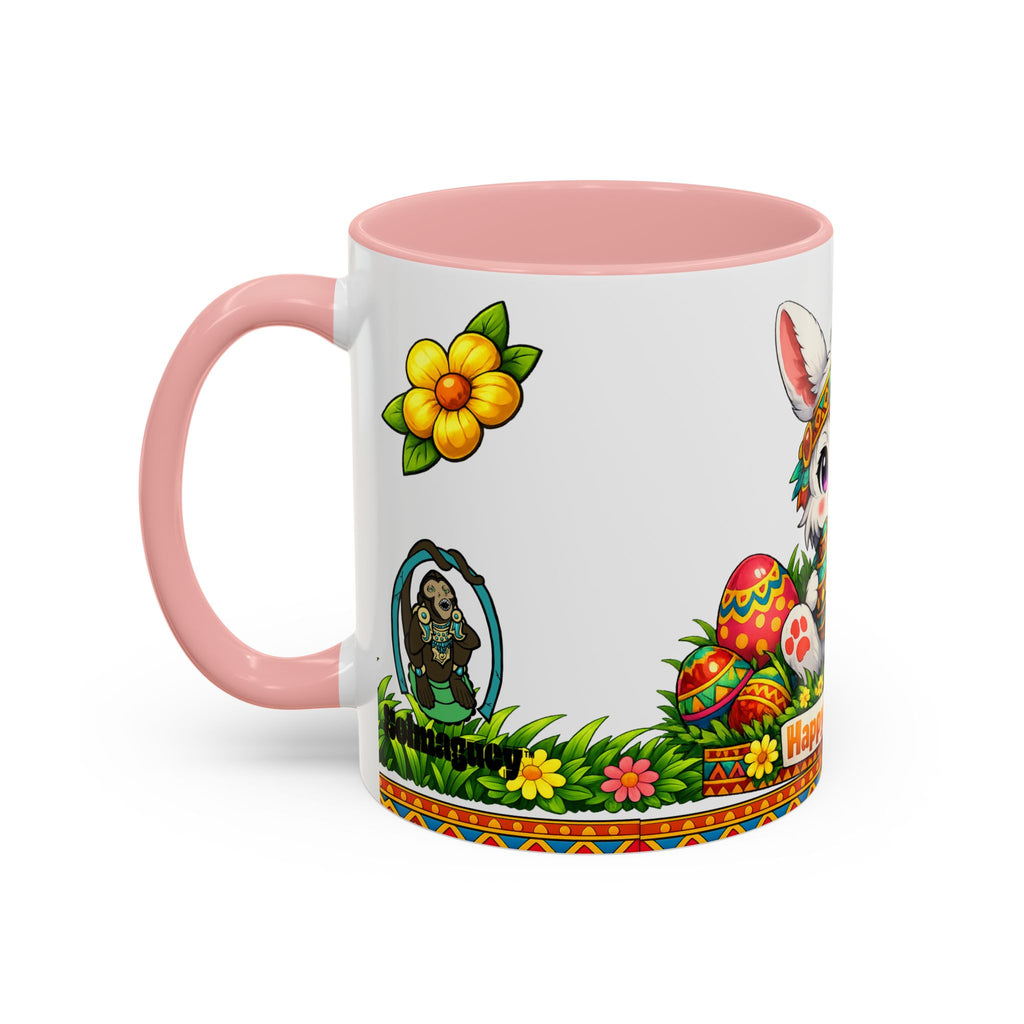 Cute Easter Bunny with Colorful Eggs Mug Accent Coffee Mug EU