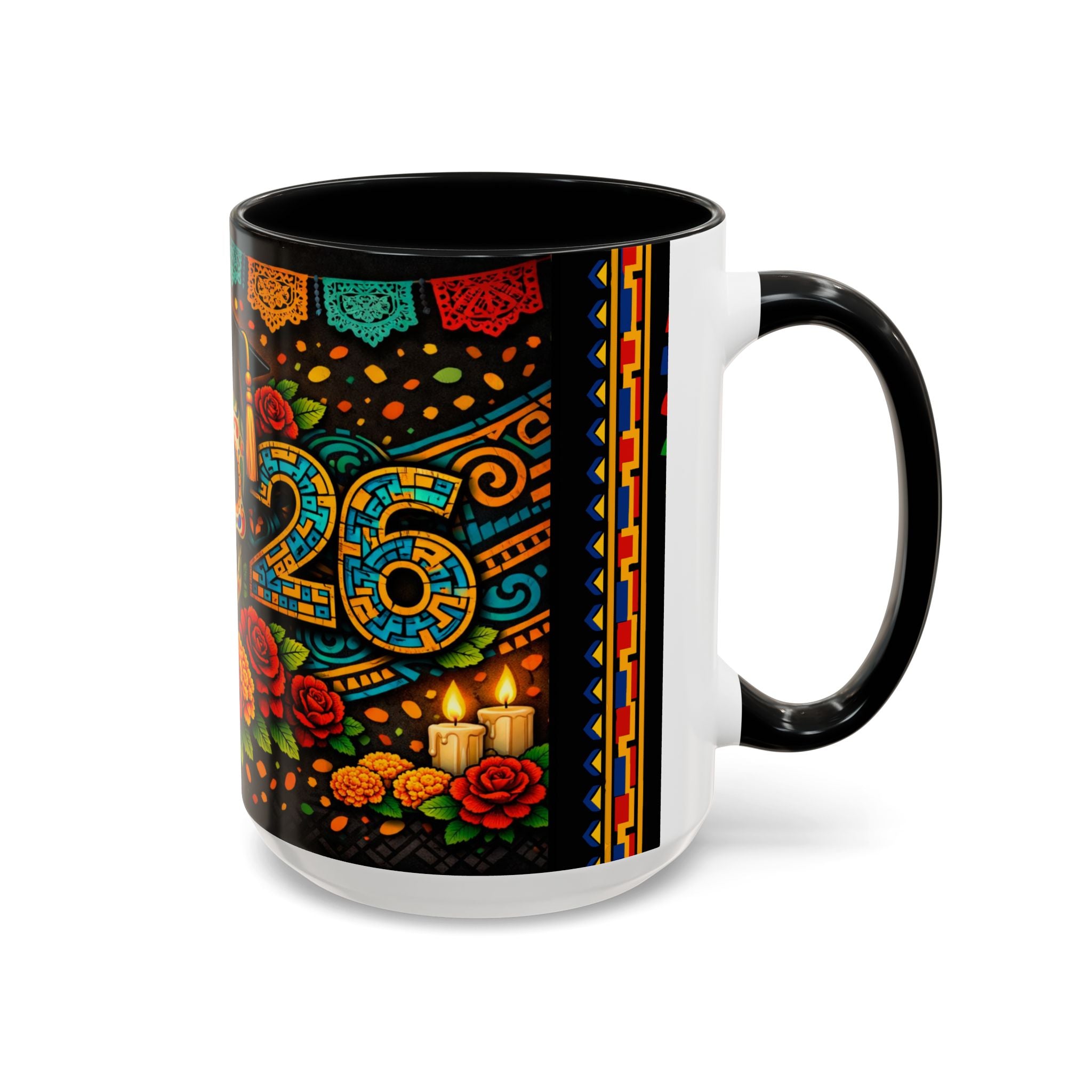 Day of the Dead Graduation Skull Accent Coffee Mug — Class of '26 Cappuccino Cup