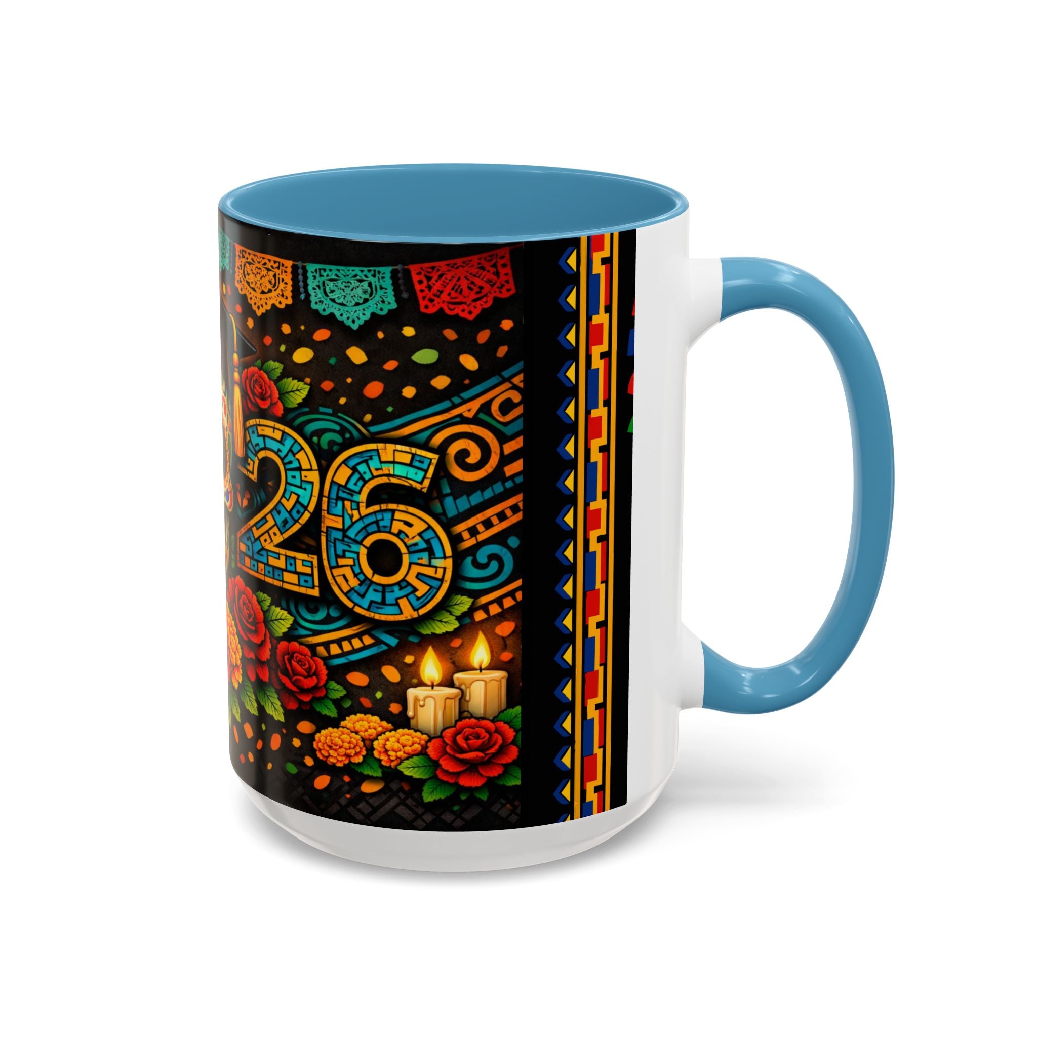 Day of the Dead Graduation Skull Accent Coffee Mug — Class of '26 Cappuccino Cup