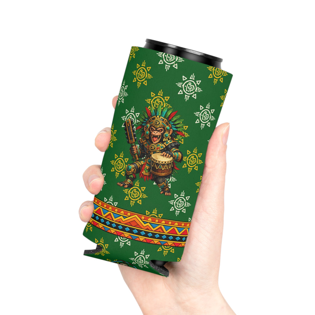 Aztec Monkey Warrior Can Cooler — “Sweet Cold 1” Insulated Beverage Holder