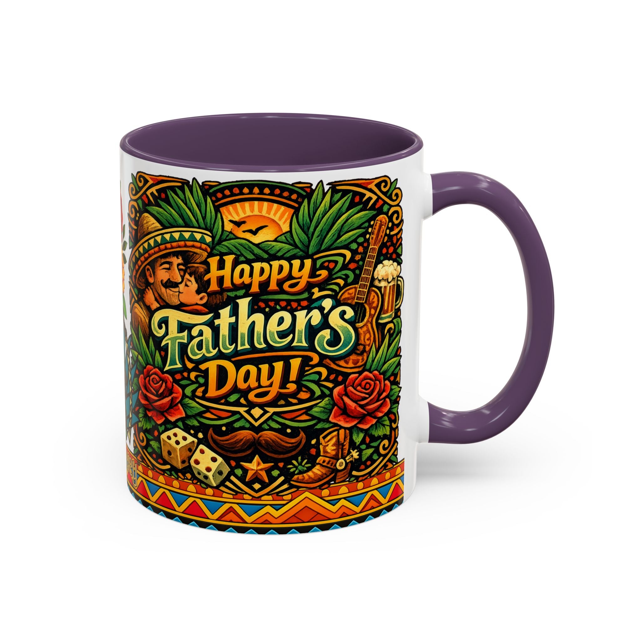 Happy Father's Day Accent Mug — Festive Father's Day Coffee Mug | Solmaguey™