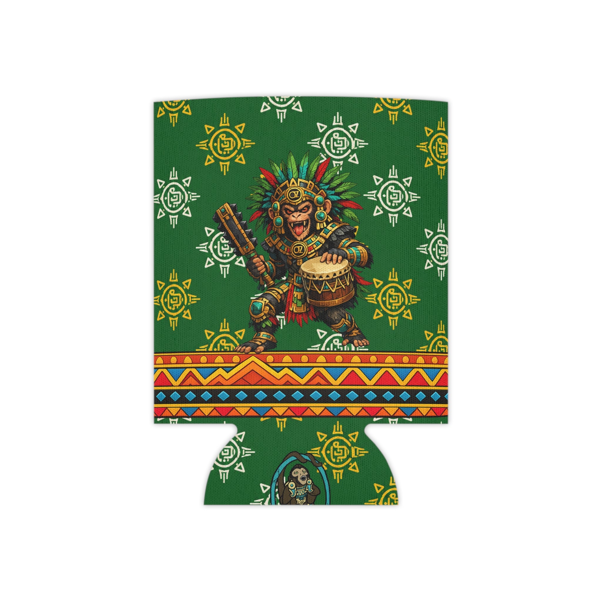 Aztec Monkey Warrior Can Cooler — “Sweet Cold 1” Insulated Beverage Holder