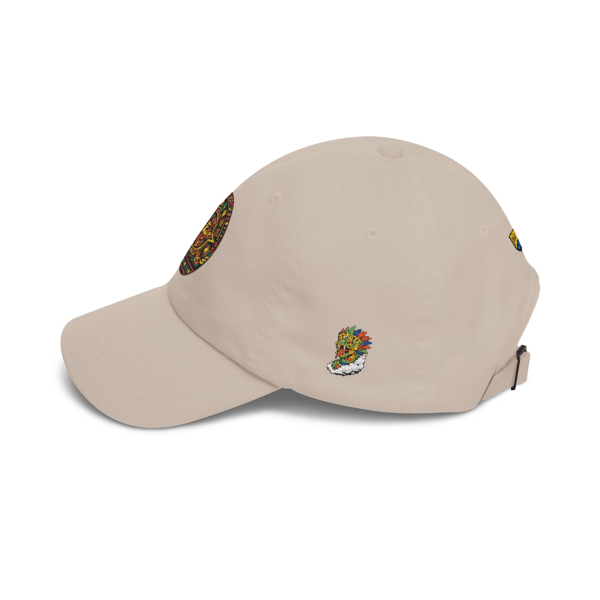 Dad Cap — Colorful Aztec Calendar & Quetzalcoatl Embroidered Hat