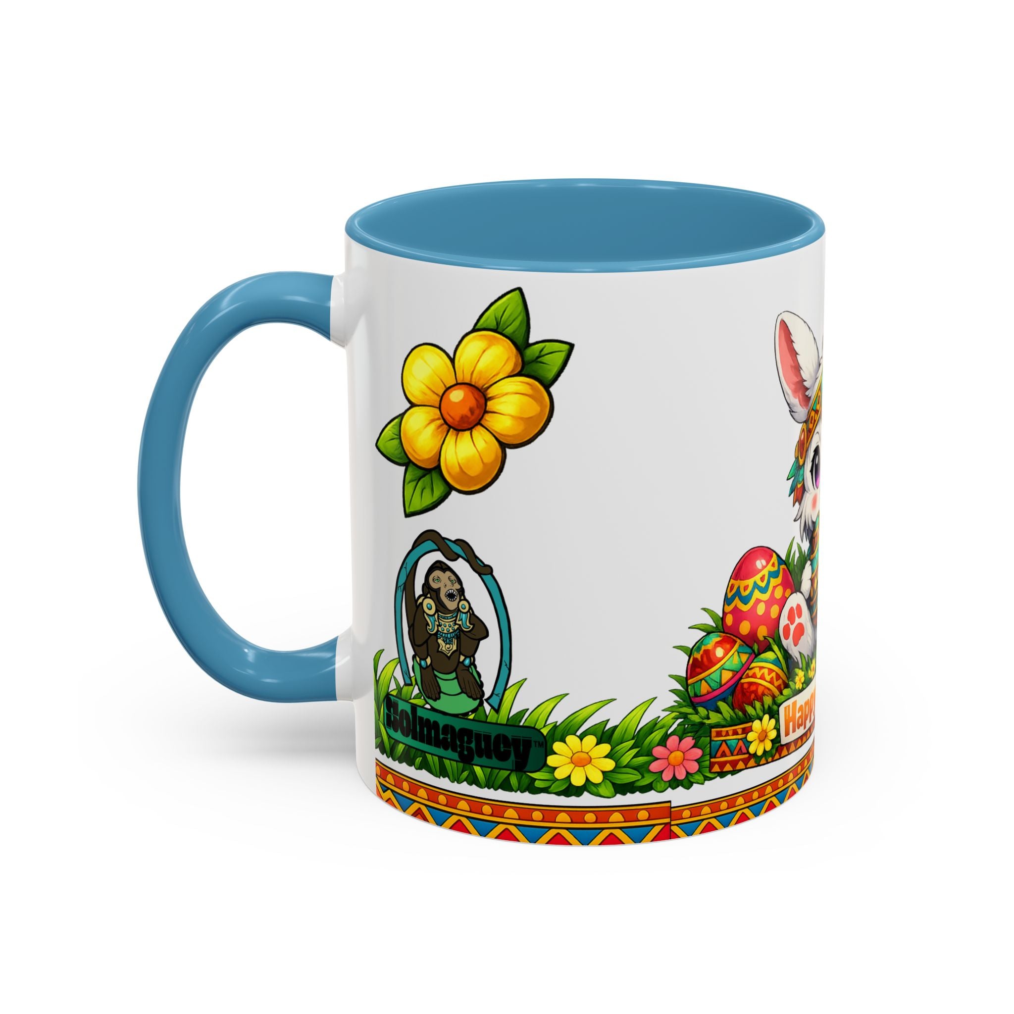 Cute Easter Bunny with Colorful Eggs Mug Accent Coffee Mug