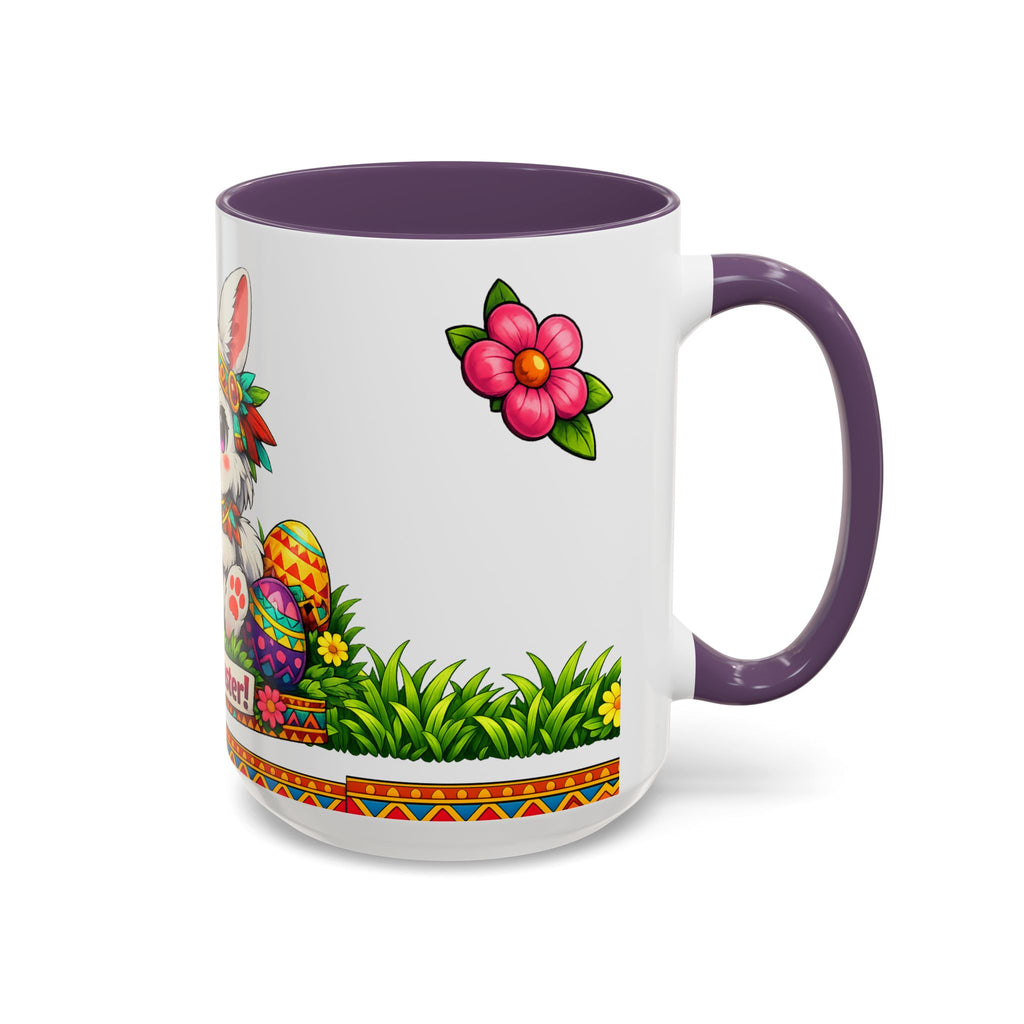 Cute Easter Bunny with Colorful Eggs Mug Accent Coffee Mug