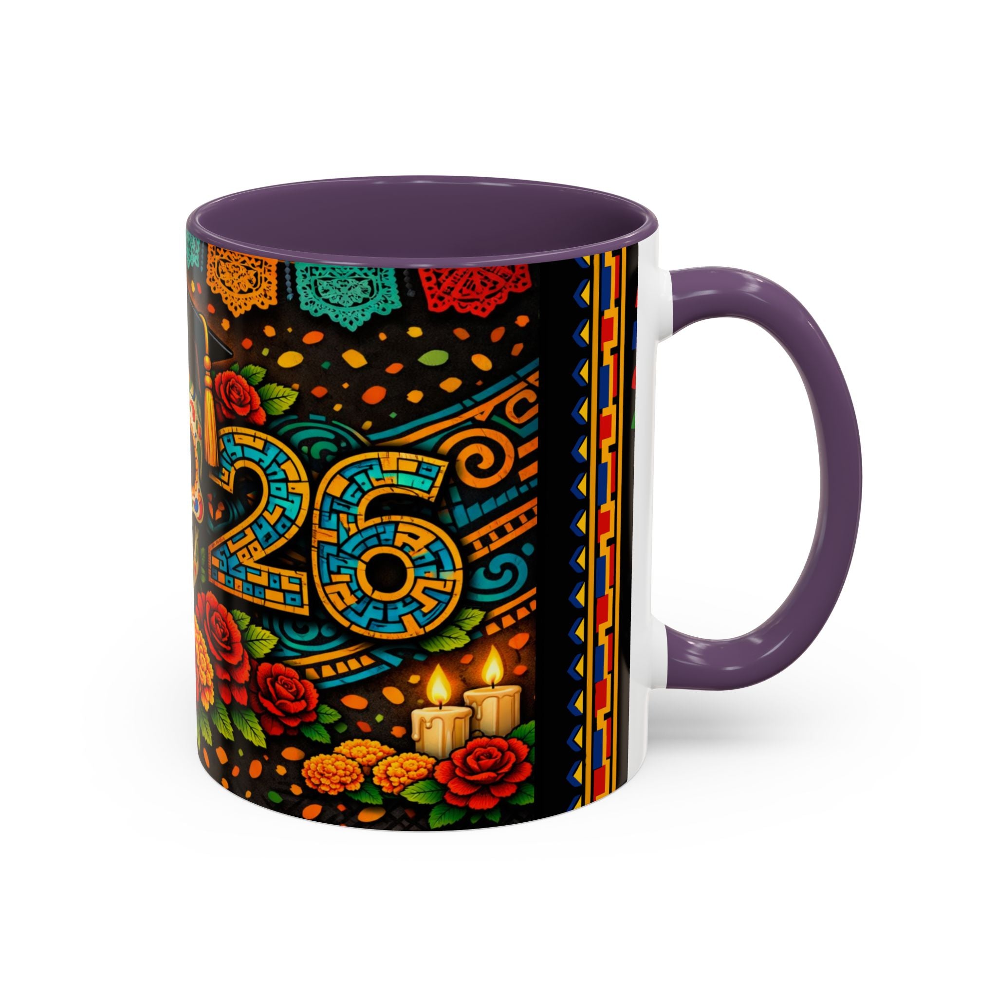 Day of the Dead Graduation Skull Accent Coffee Mug — Class of '26 Cappuccino Cup