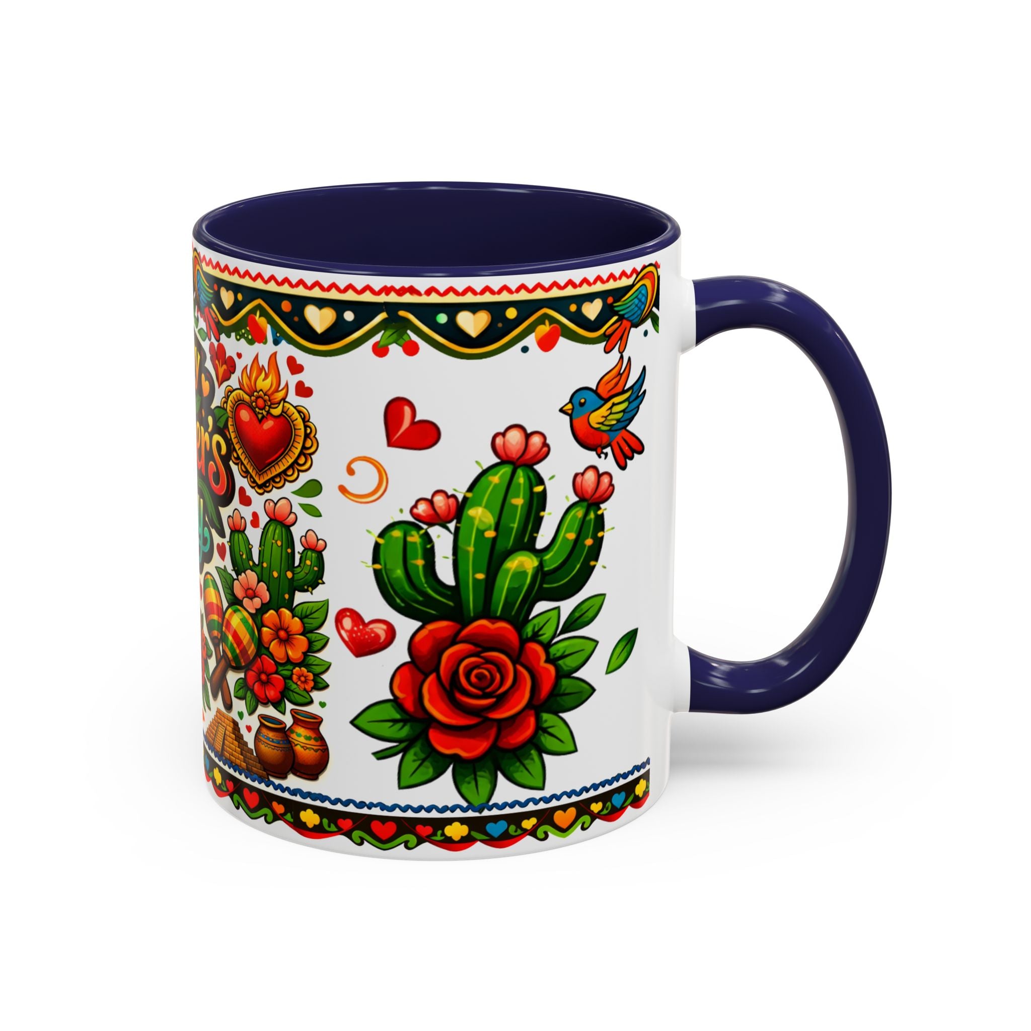 Happy Mother's Day Accent Coffee Mug – Colorful Mexican Folk Art Design