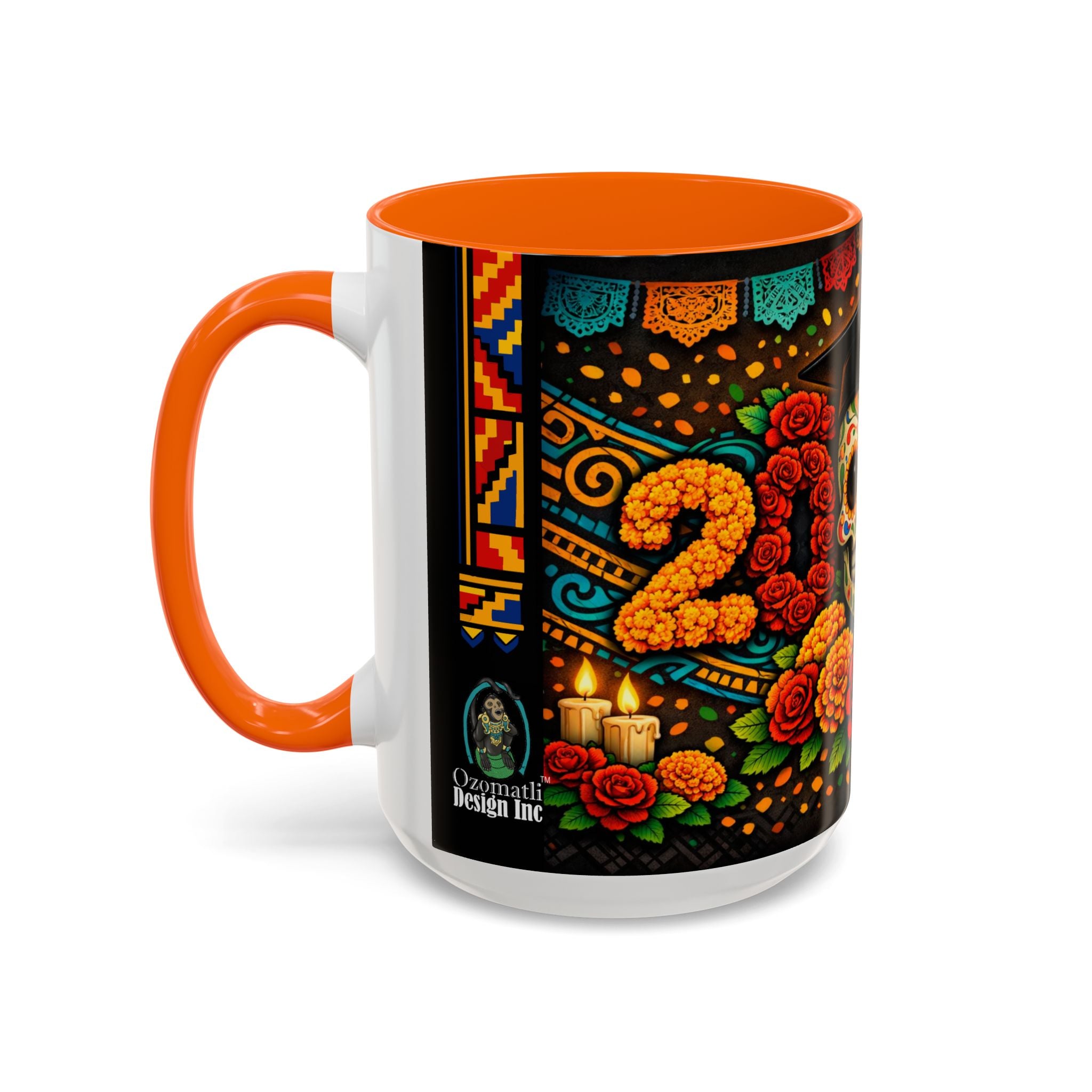 Day of the Dead Graduation Skull Accent Coffee Mug — Class of '26 Cappuccino Cup