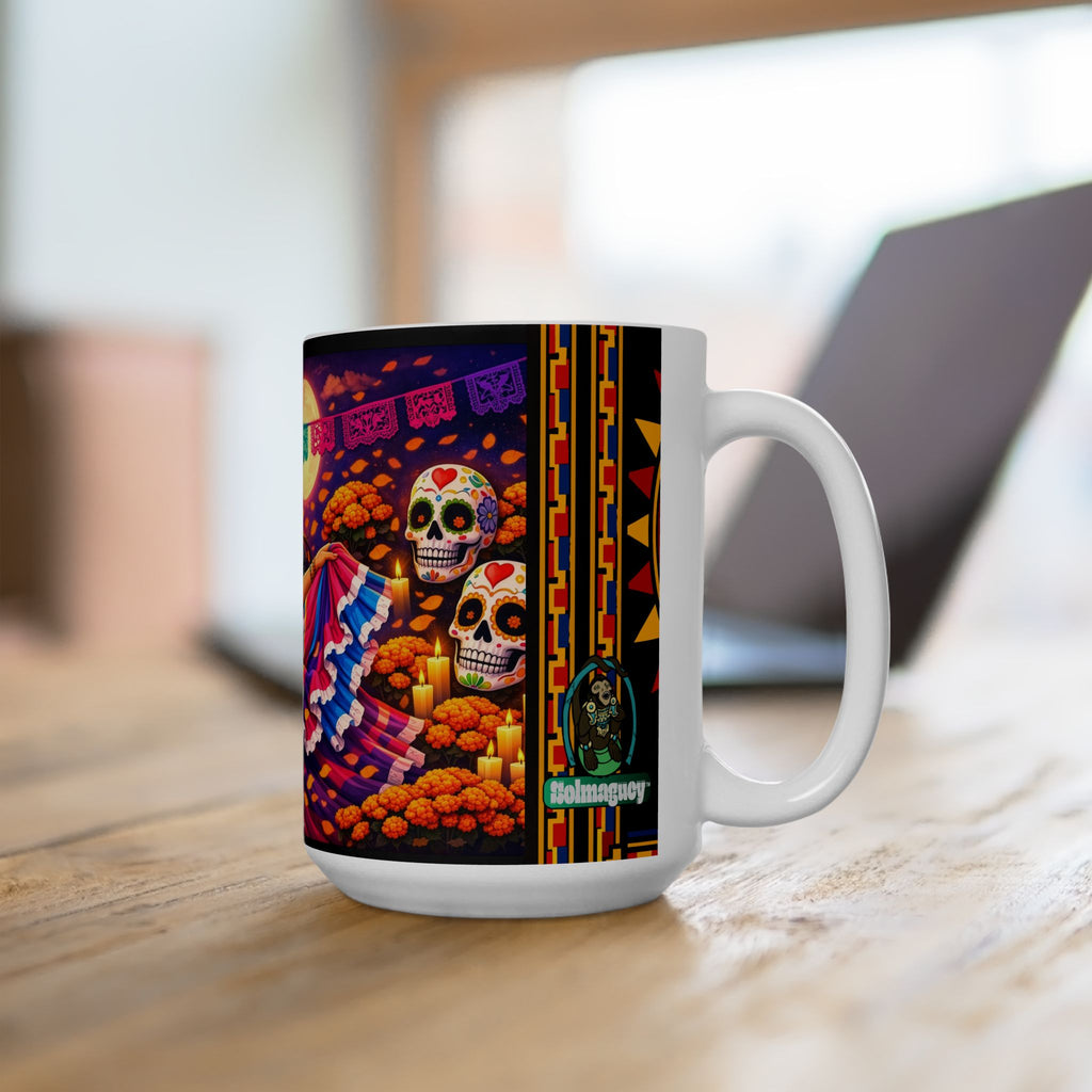 Day of the Dead Ceramic Mug — Colorful Catrina Dance Design (11oz, 15oz)