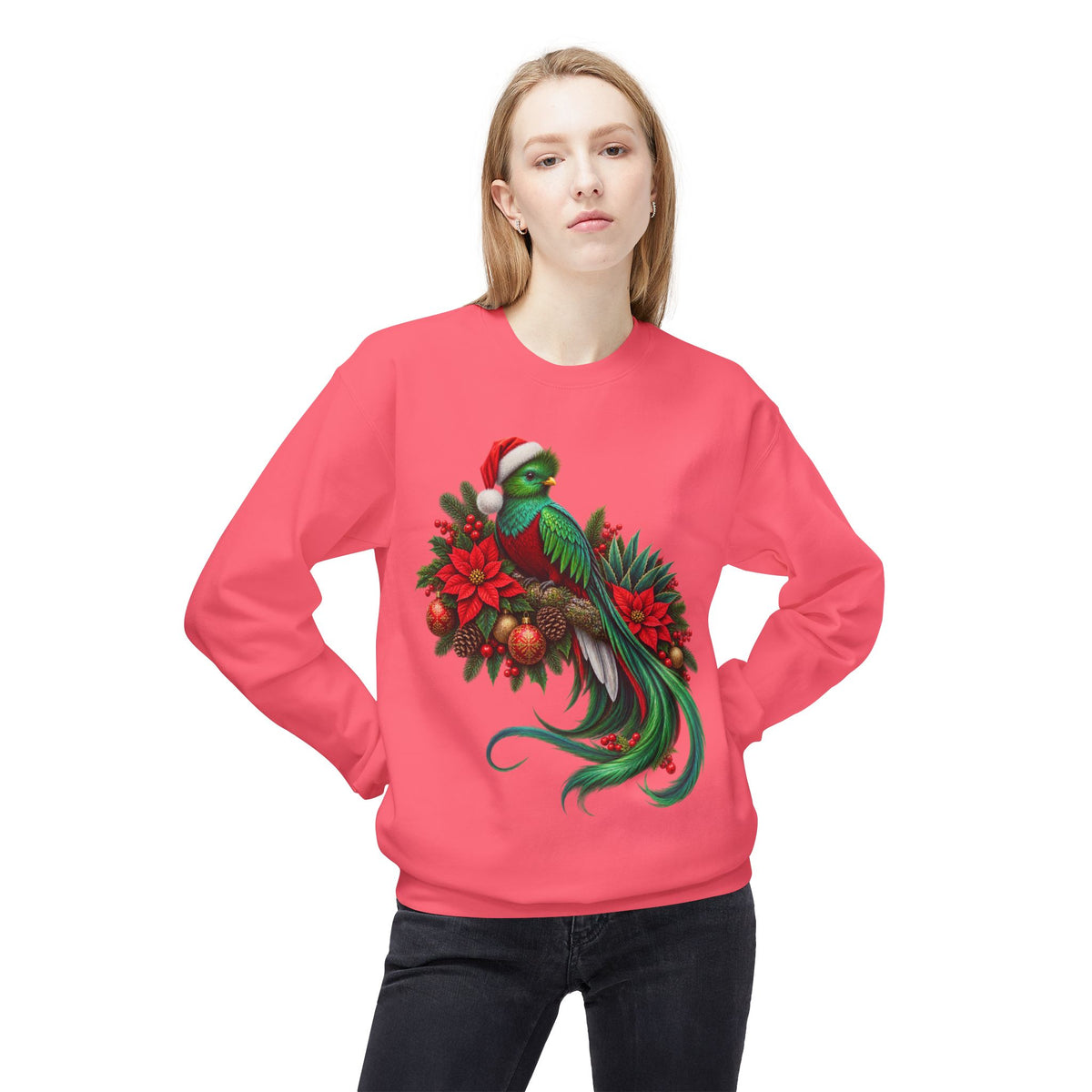 Quetzal Navideño™ Christmas Crewneck Sweatshirt | Festive Quetzal Bird Sweater | Solmaguey™