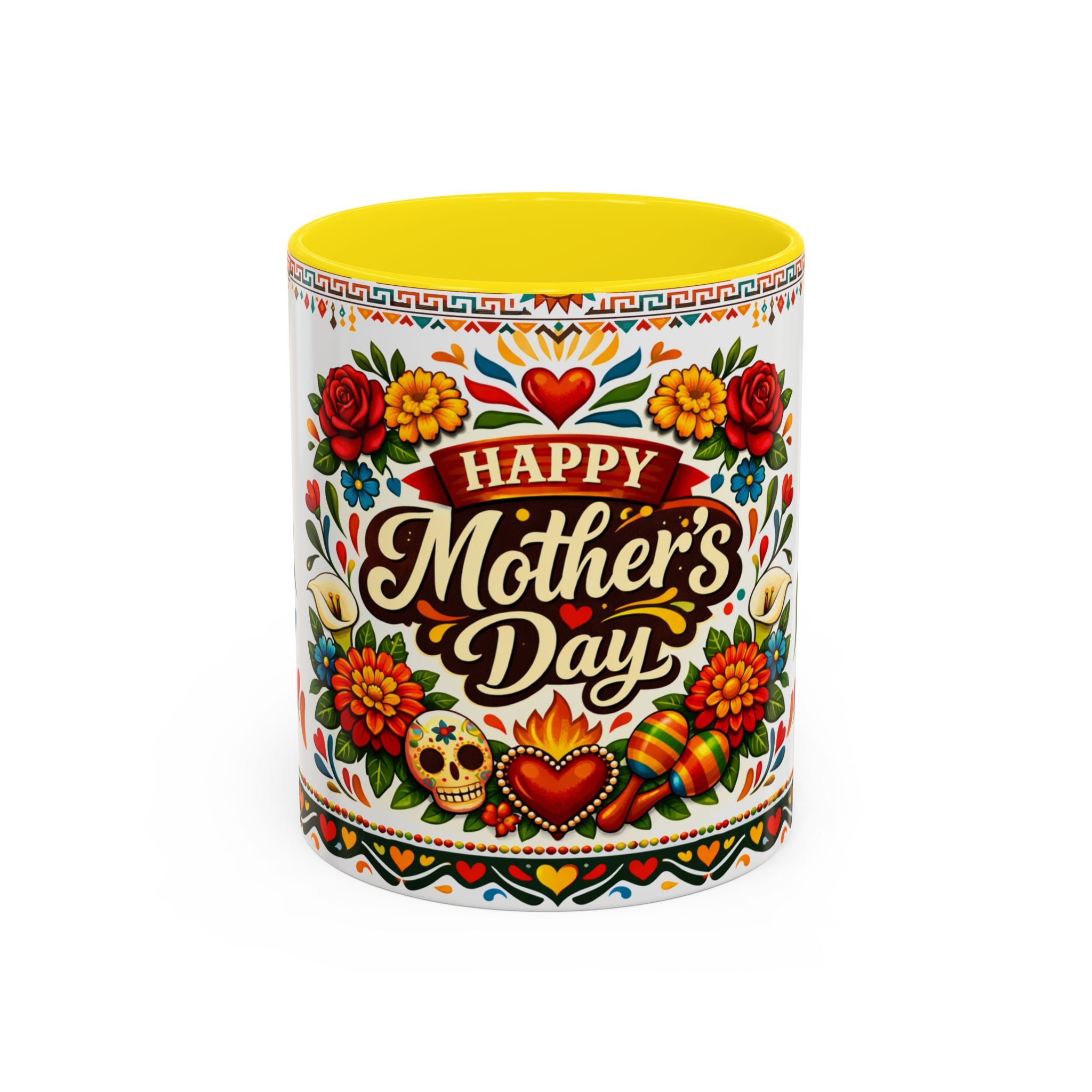 Happy Mother's Day Accent Mug-Colorful Floral Day of the Dead Design (11/15oz)