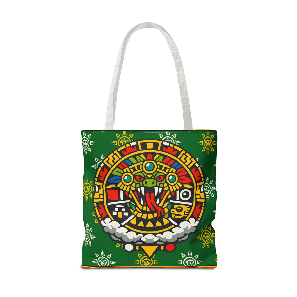 Quetzalcoatl Rising Tote Bag — Aztec Feathered Serpent All-Over Print