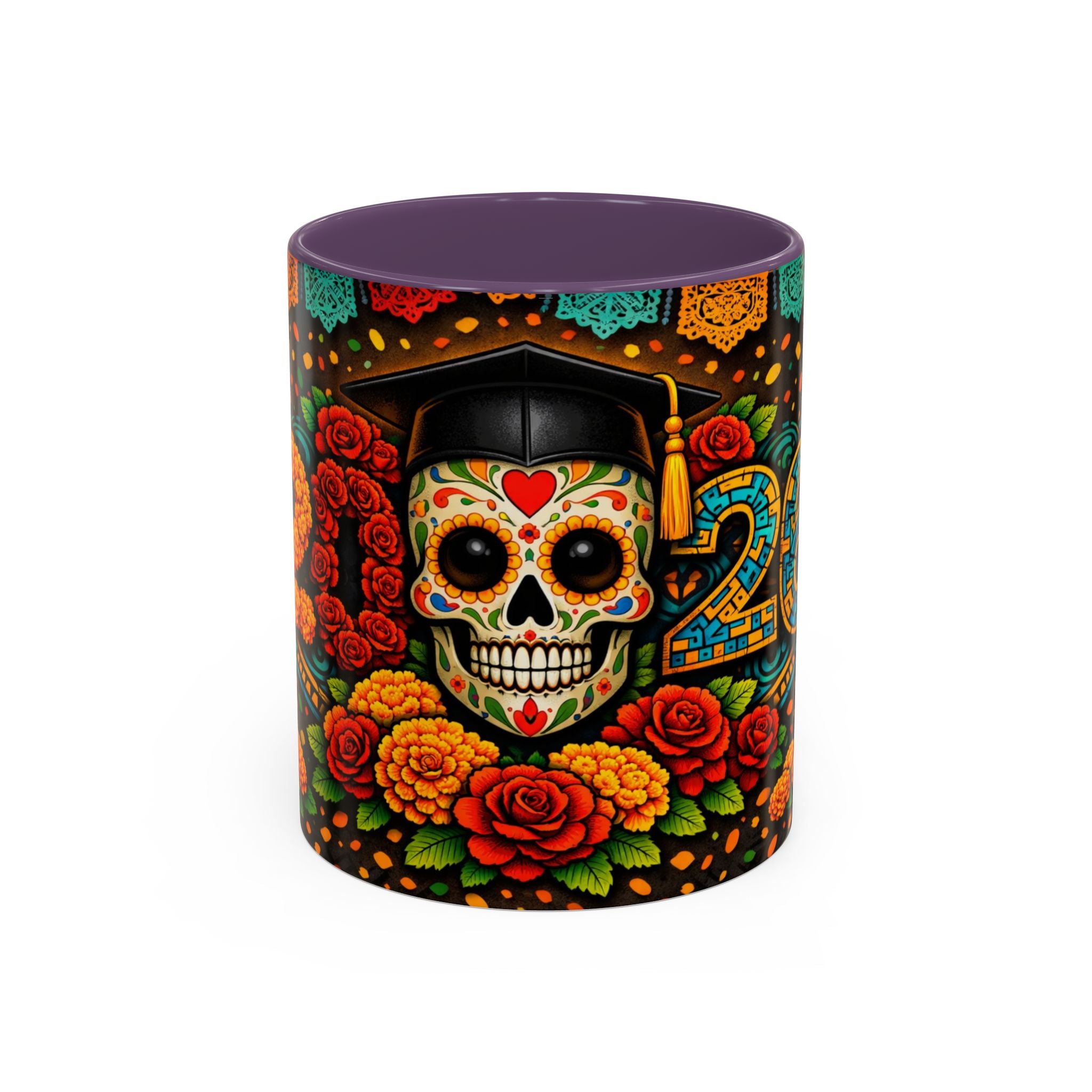 Day of the Dead Graduation Skull Accent Coffee Mug — Class of '26 Cappuccino Cup