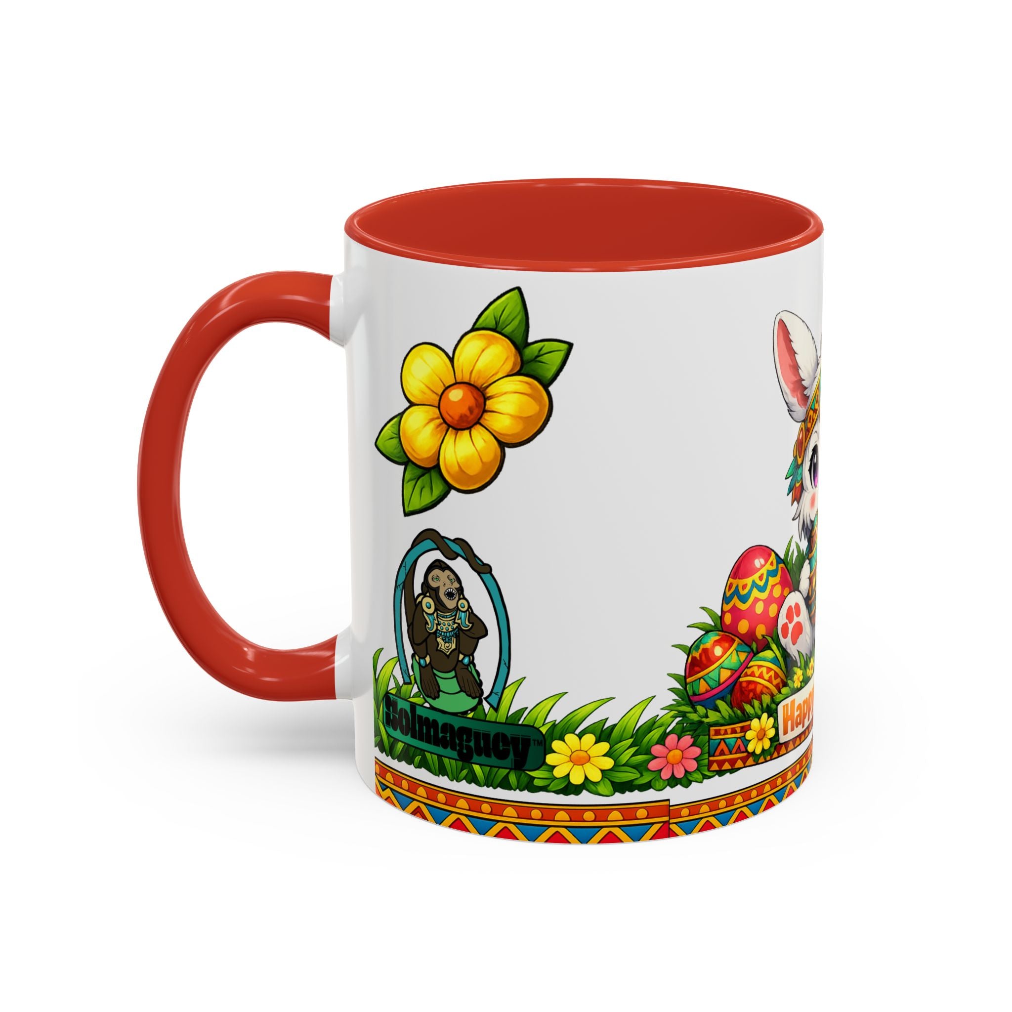 Cute Easter Bunny with Colorful Eggs Mug Accent Coffee Mug