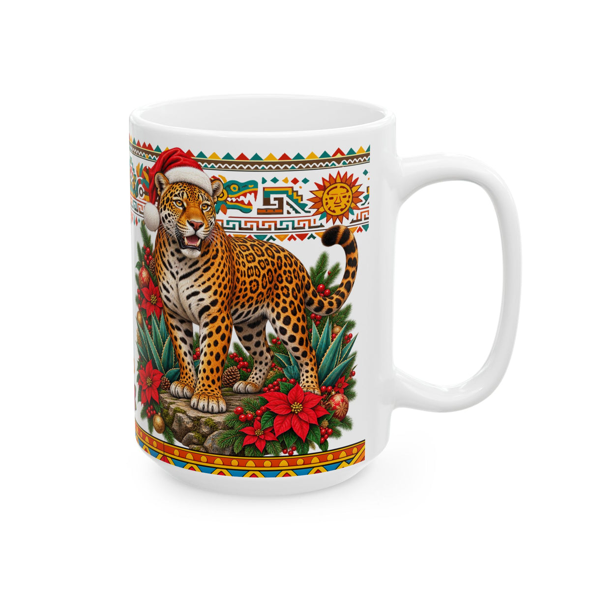 Jaguar Navideño™ Christmas Ceramic Mug | Festive Jaguar Coffee Cup | Solmaguey™