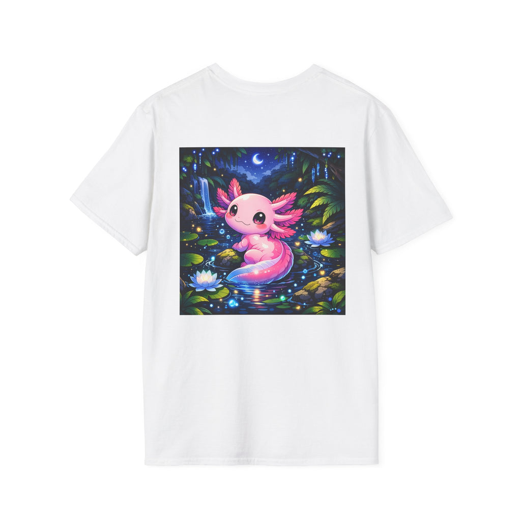 Axolotl Night Pond T-Shirt — Cute Pink Axolotl Art Tee