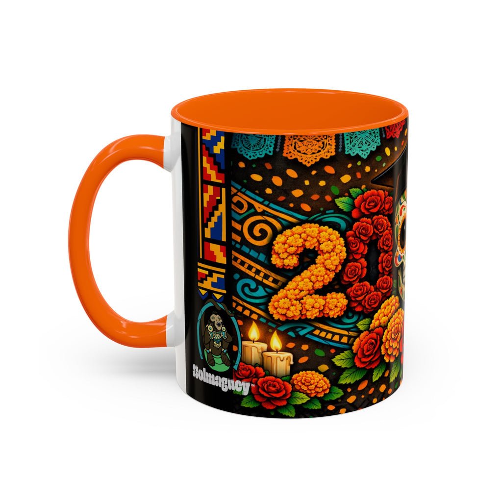 Day of the Dead Graduation Skull Accent Coffee Mug — Class of '26 Cappuccino Cup