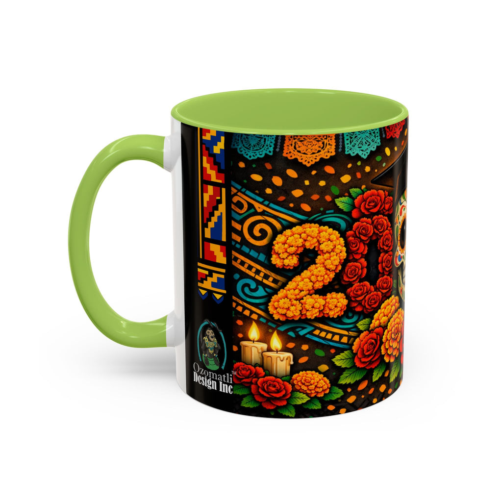 Day of the Dead Graduation Skull Accent Coffee Mug — Class of '26 Cappuccino Cup