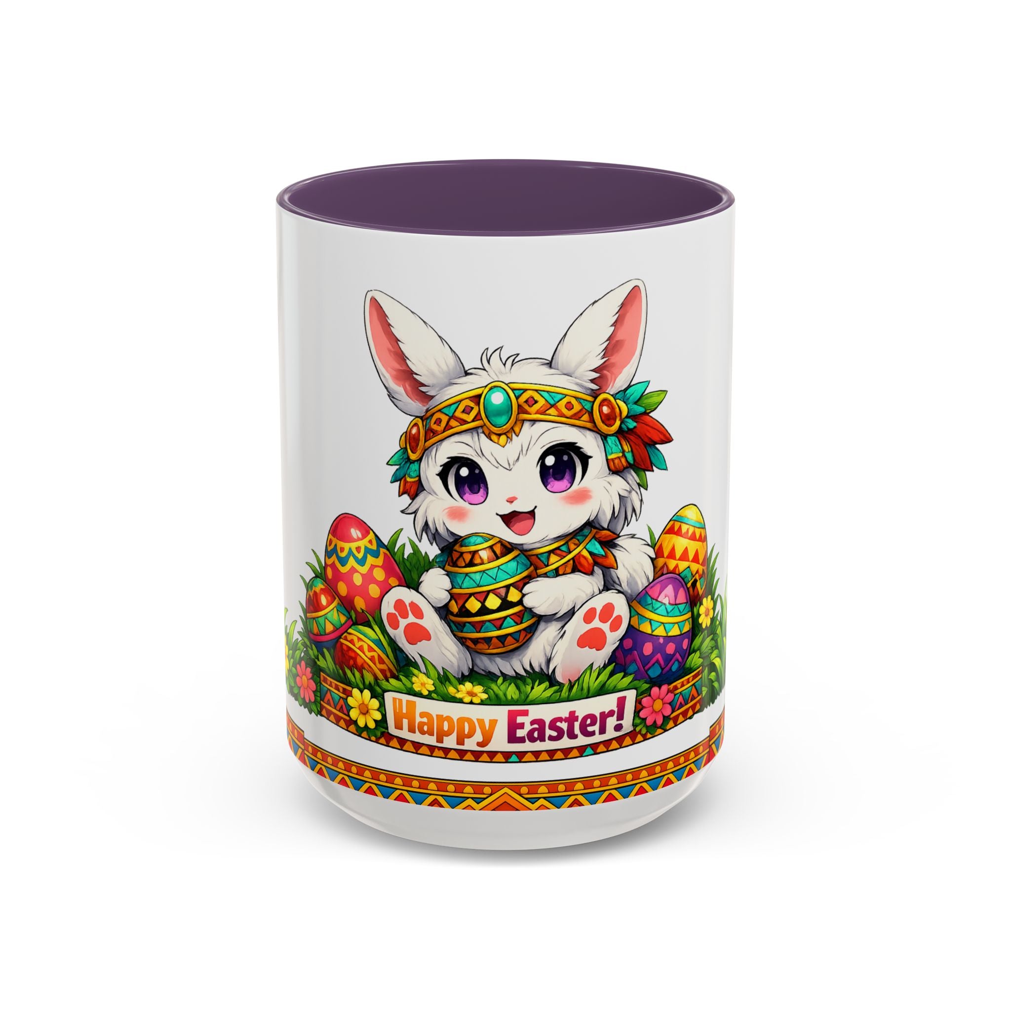 Cute Easter Bunny with Colorful Eggs Mug Accent Coffee Mug