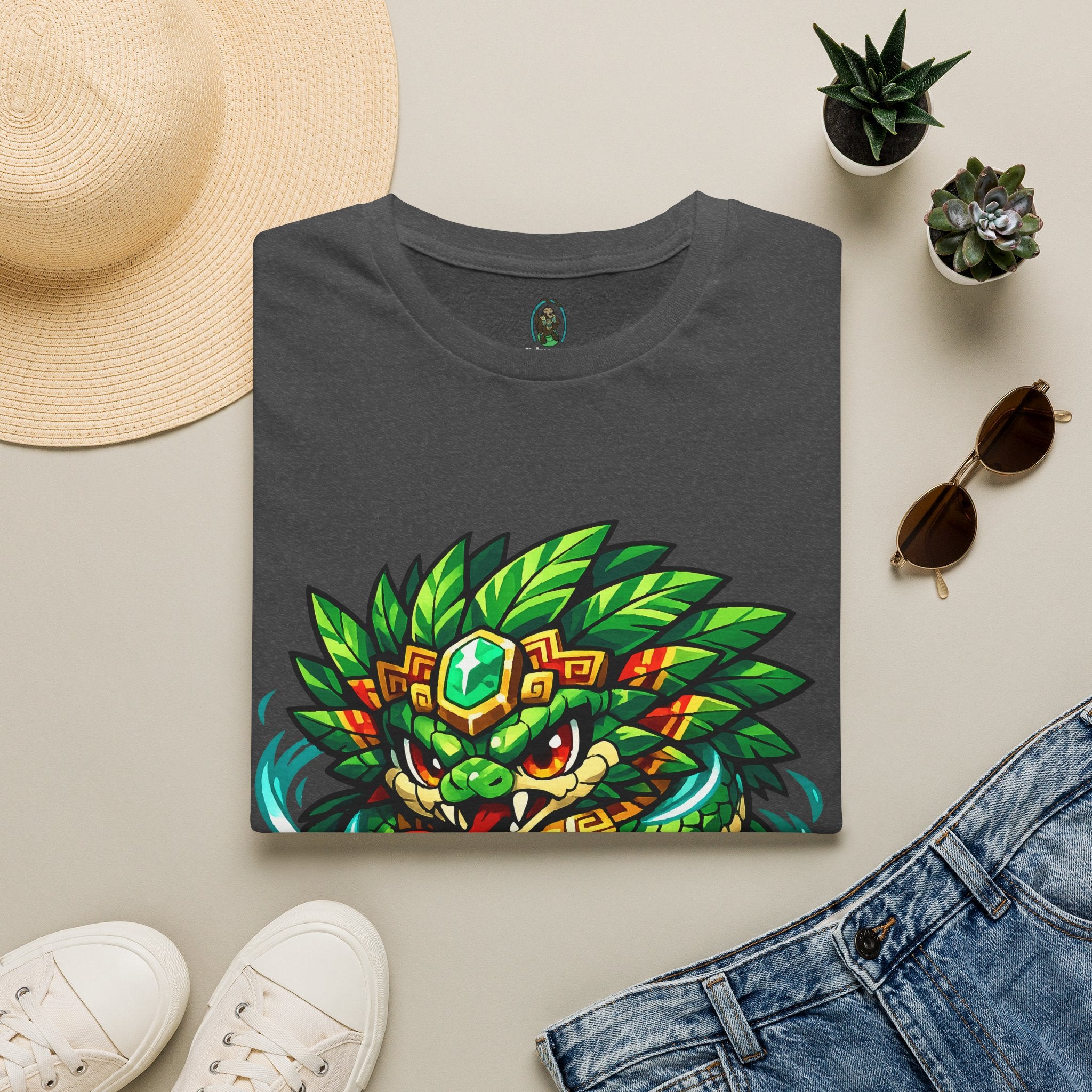 Aztec Feathered Serpent T-Shirt — Vibrant Quetzalcoatl Graphic Tee