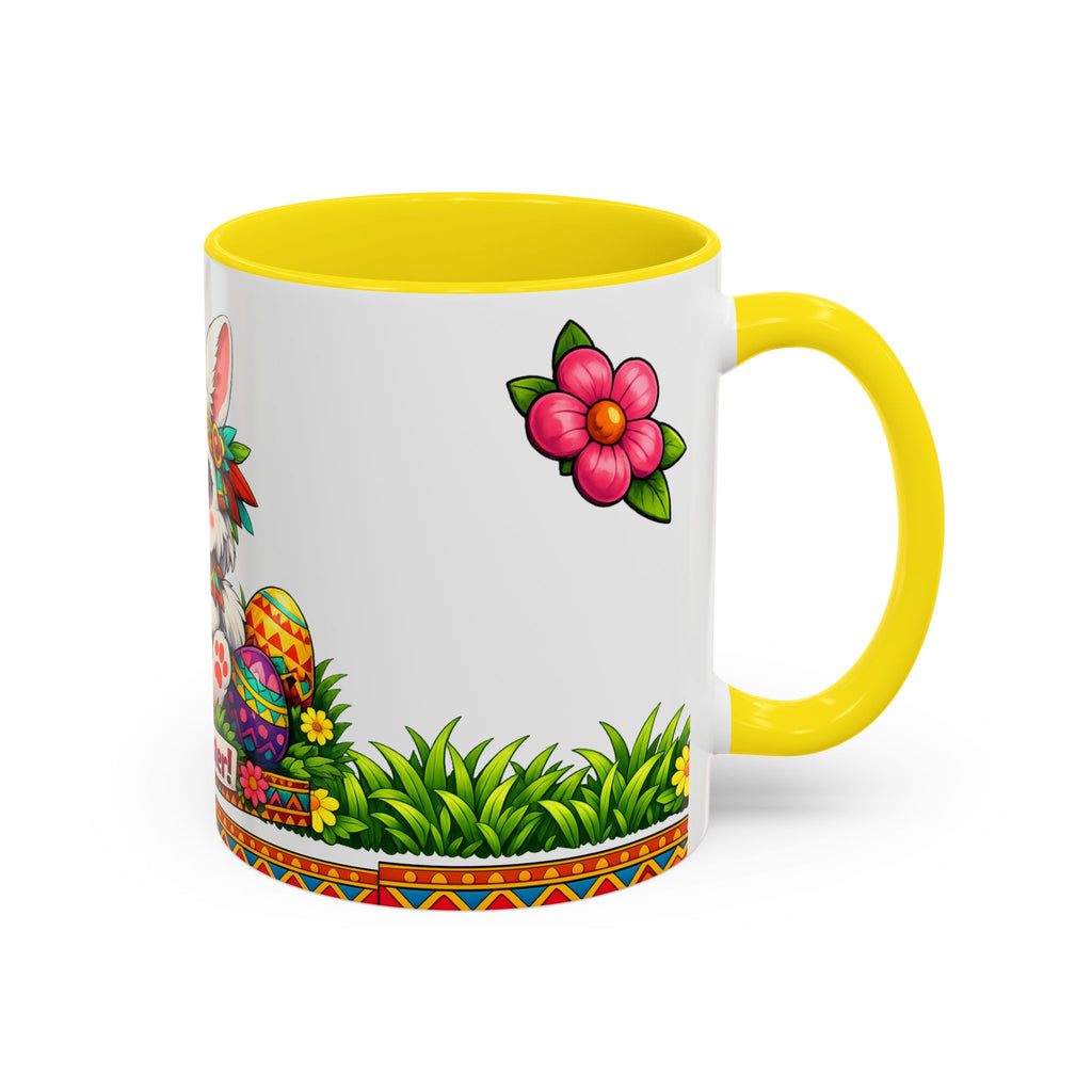 Cute Easter Bunny with Colorful Eggs Mug Accent Coffee Mug