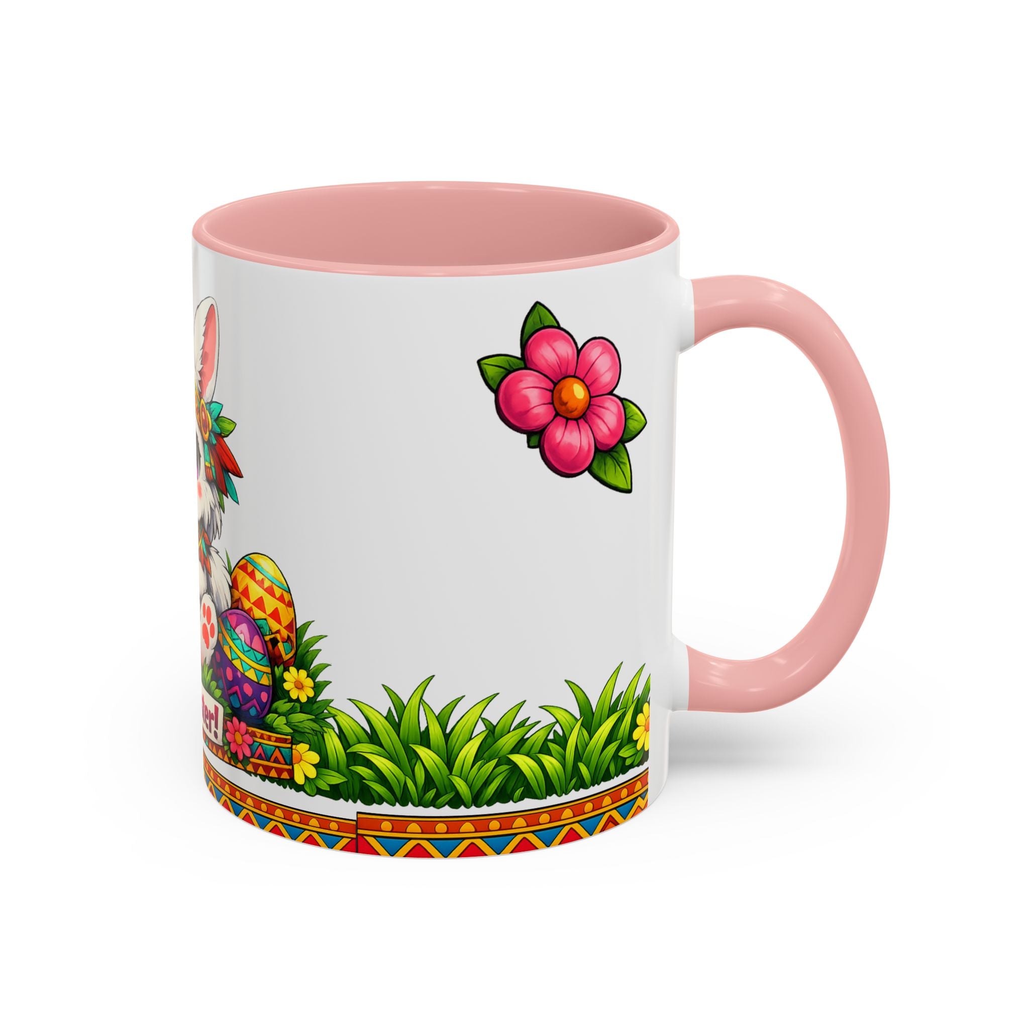 Cute Easter Bunny with Colorful Eggs Mug Accent Coffee Mug