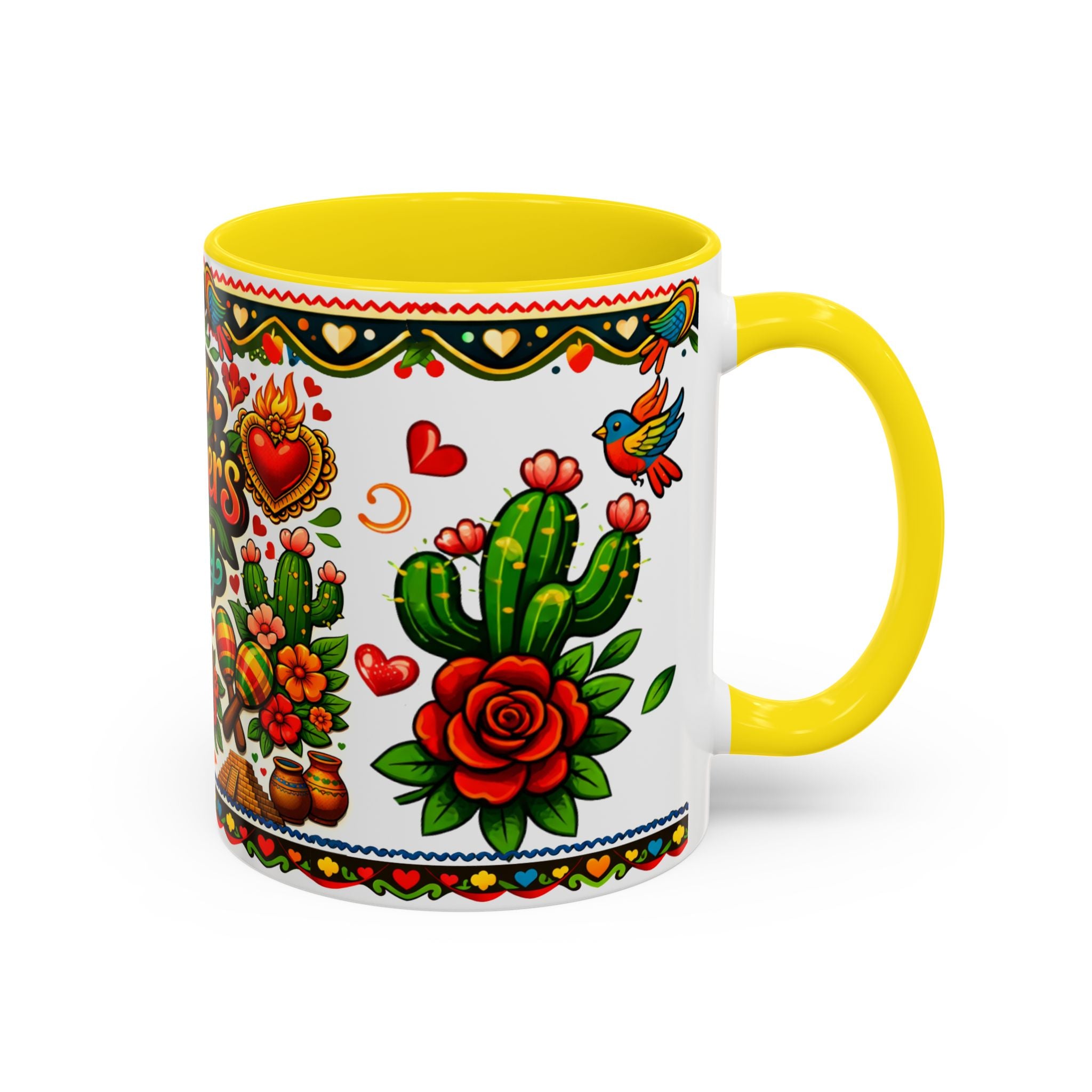 Happy Mother's Day Accent Coffee Mug – Colorful Mexican Folk Art Design