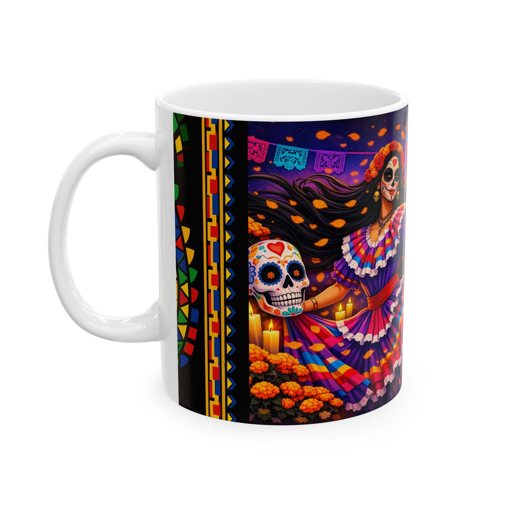 Day of the Dead Ceramic Mug — Colorful Catrina Dance Design (11oz, 15oz)