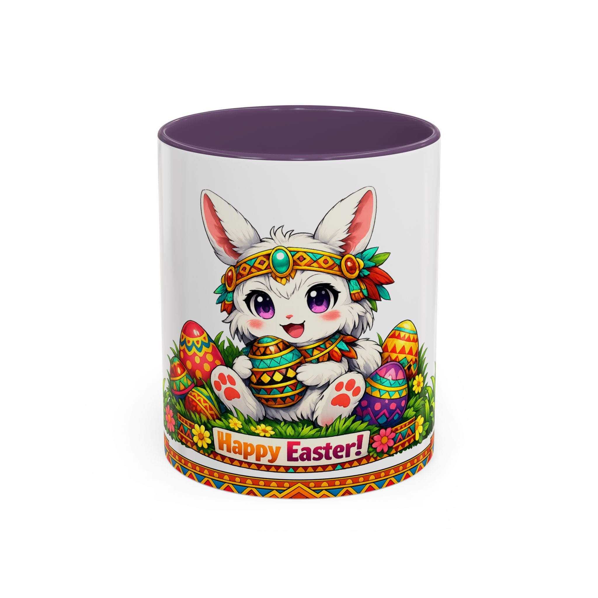 Cute Easter Bunny with Colorful Eggs Mug Accent Coffee Mug