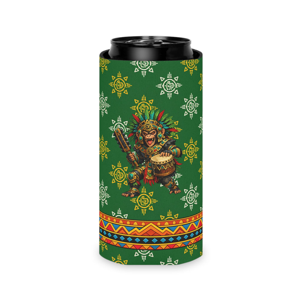 Aztec Monkey Warrior Can Cooler — “Sweet Cold 1” Insulated Beverage Holder