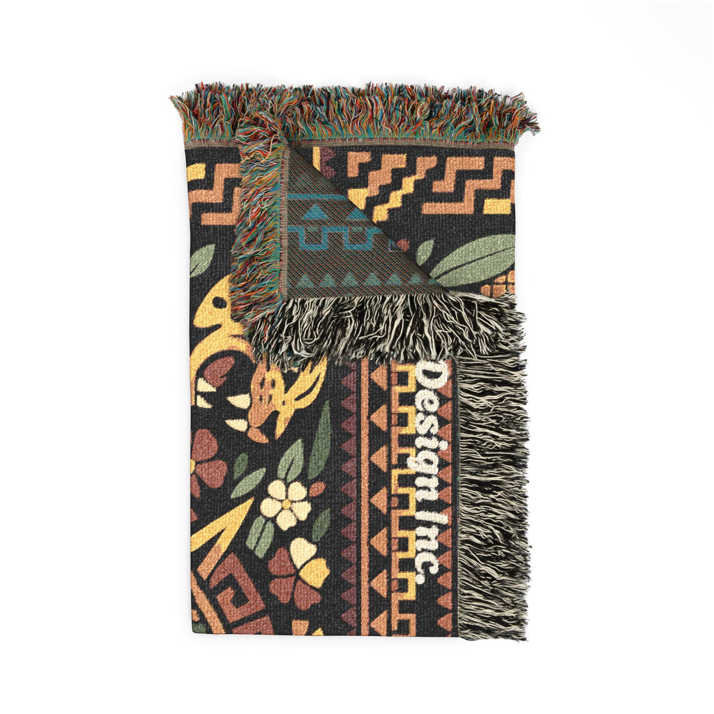 Aztec Sun Mosaic Woven Blanket — Southwestern Tapestry Throw